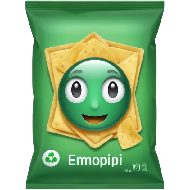 green pacaged chip with a chip image on it without writing emoji