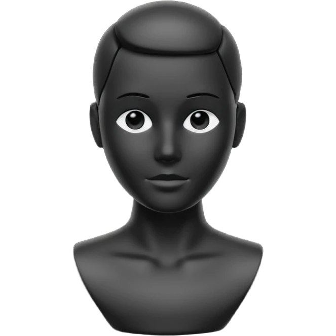 Matte black mannequin in the style of a default avatar. Monochrome with no lines. emoji