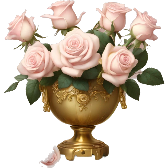 Pale Pink roses in gold and ivory roccoco vase emoji