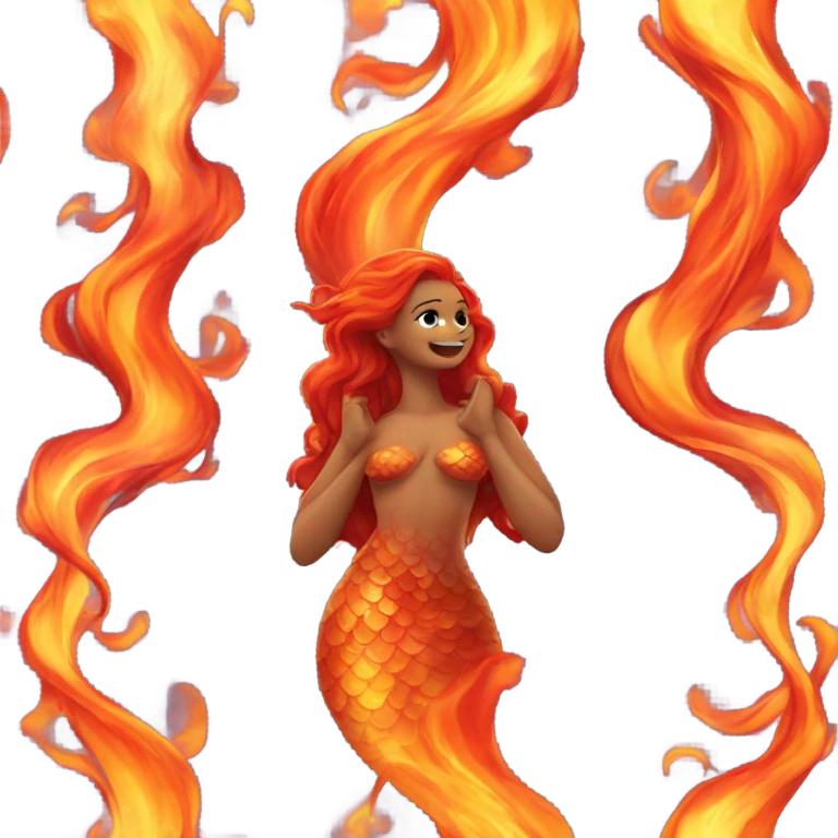 mermaid with fire as hair emoji