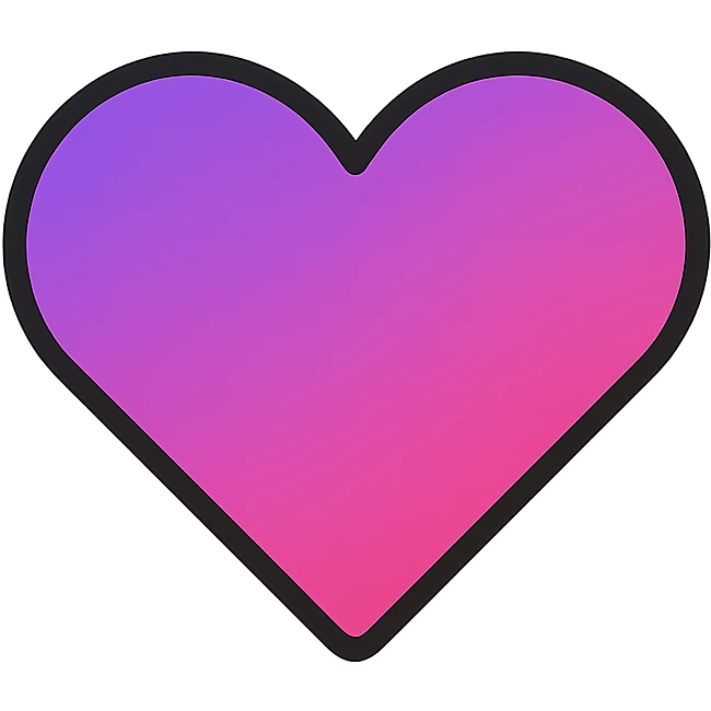 gradient heart icon blending purple and pink, modern icon style, clean lines, no text emoji