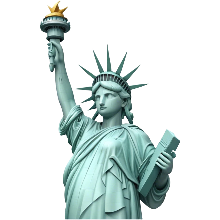 Cinematic Realistic Statue of Liberty Landmark Emoji, depicted with the iconic, majestic statue set against a clear sky rendered with detailed textures and dramatic, symbolic lighting. emoji
