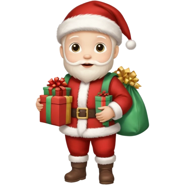 baby Santa Claus is carrying a bag of presents  emoji