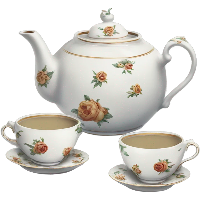 Antique porcelain teapot with 2 cups emoji