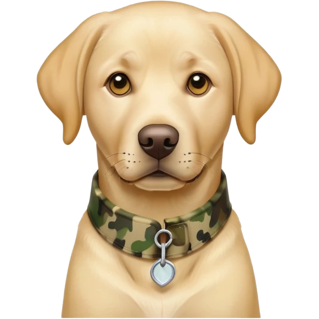 Male yellow Labrador dog wearing a camouflage collar emoji