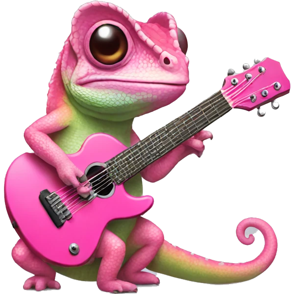 chameleon playing pink guitar  emoji