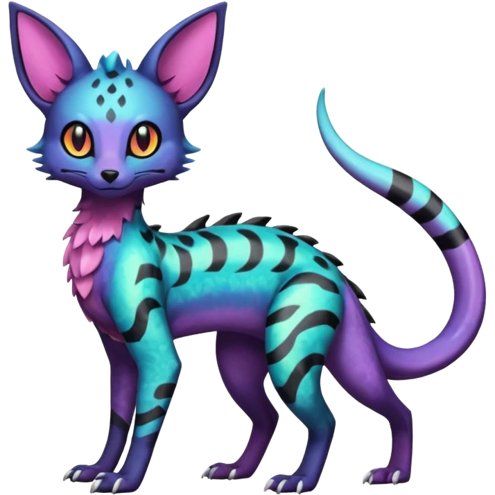 Shiny Salandit-Umbreon-Genet-Noivern-Noibat-Serval-Hybrid (Full body) emoji