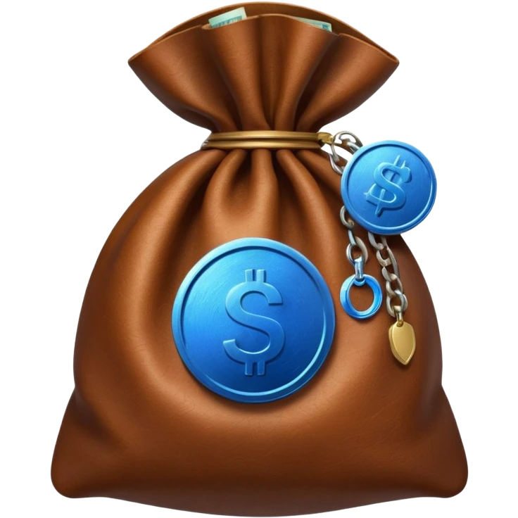brown money bag with a blue coin  emoji