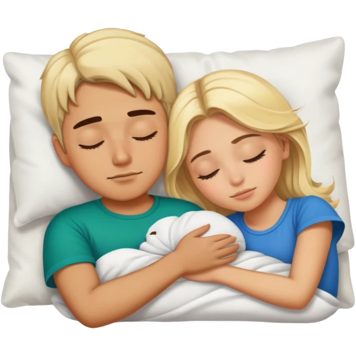 Mexican boy and blonde girl napping emoji