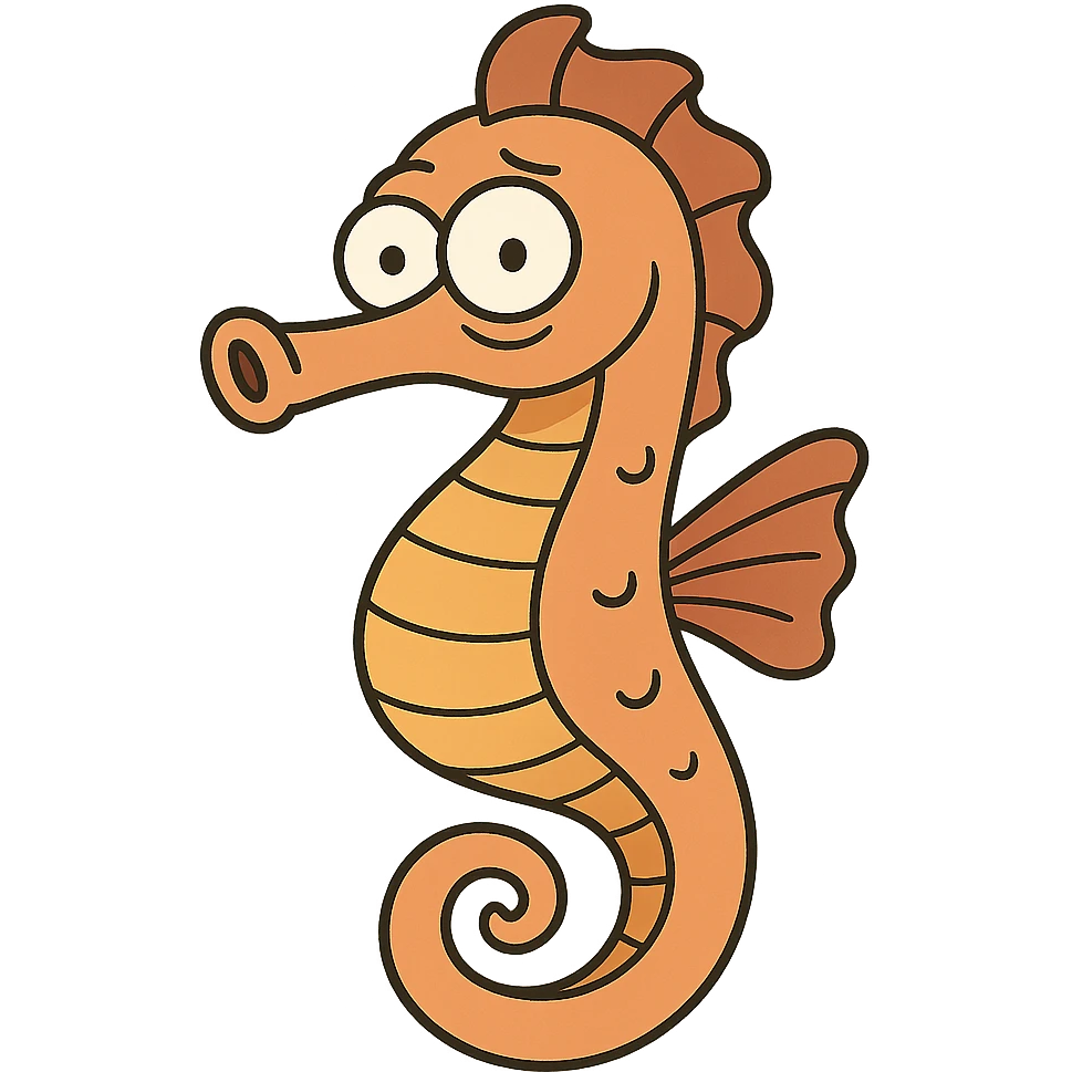 flat cartoon style seahorse emoji