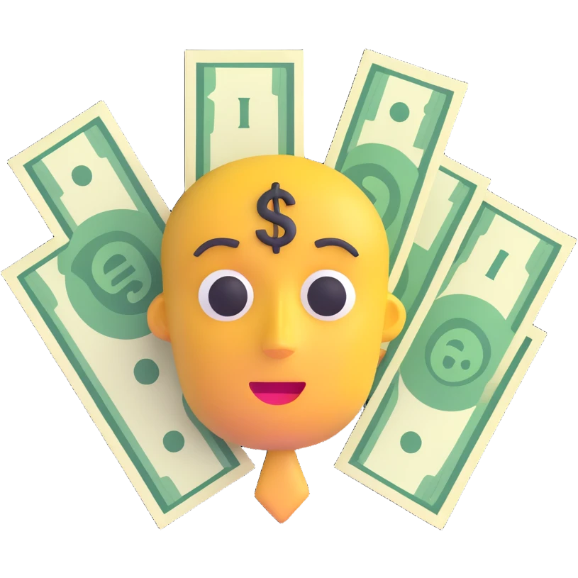 very happy face with dollar signs for eyes emoji