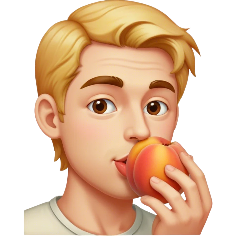 White Man kiss and eating peach in hand emoji