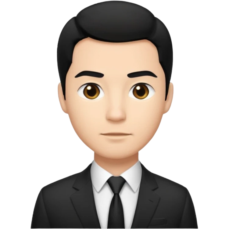 man black hair light skin tone with suit emoji