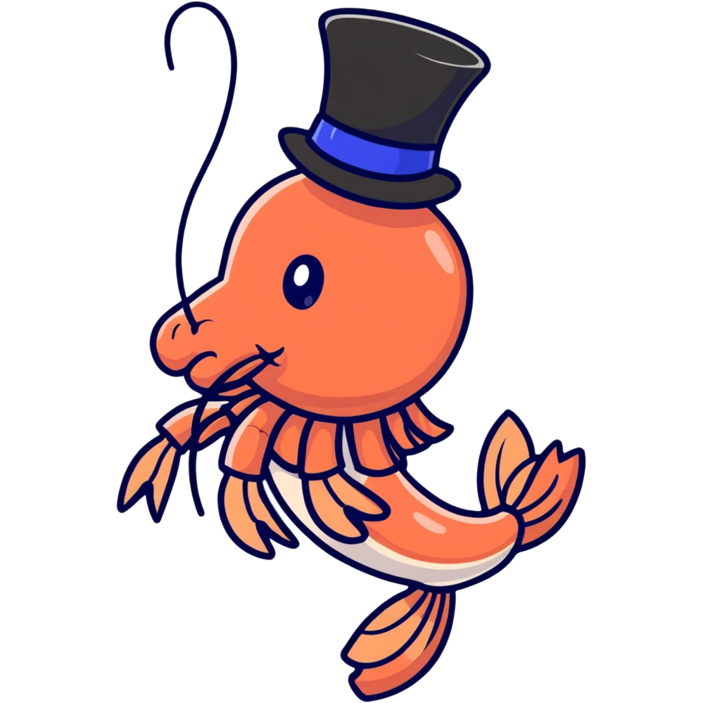 shrimp wearing a top hat emoji
