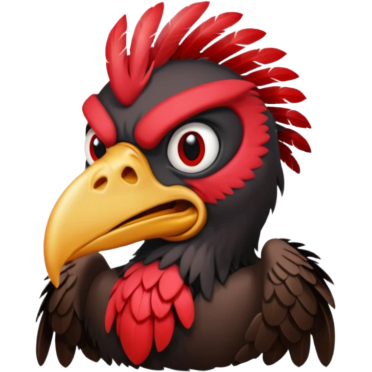   Old black and red angry  vulture looking ahead emoji