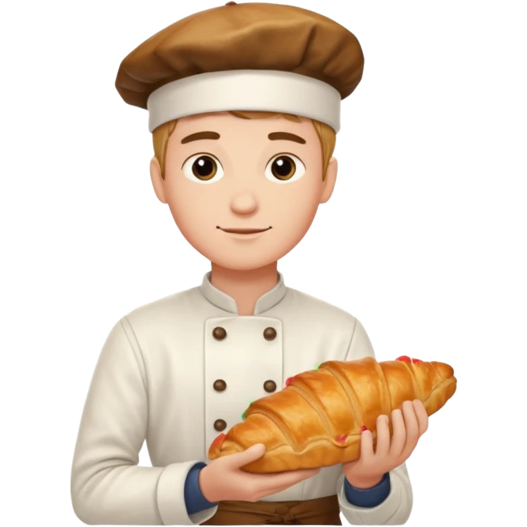 Young male baker – holding a croissant

 emoji