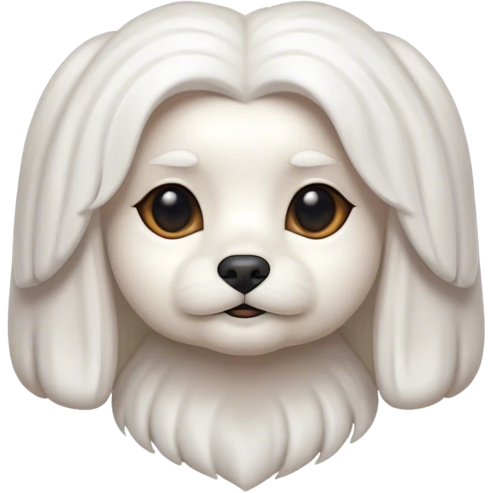 Cinematic Noble Maltese Portrait Emoji, Poised and regal, with a delicate, compact build and a pristine, silky white coat, deep-set soulful dark eyes, Simplified yet sharp and sophisticated features, highly detailed, glowing with a soft, dignified glow, high shine, intelligent and gentle, stylized with an air of refinement, focused and attentive, soft glowing outline, capturing the essence of a watchful and graceful companion, so majestic it feels as though it could prance out of the screen with effortless authority! emoji