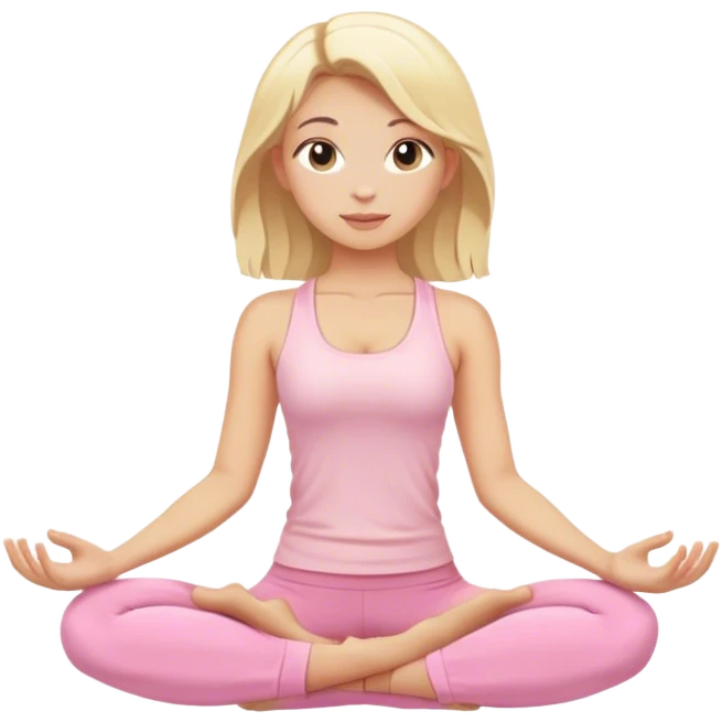 blonde yoga girl light pink clothes n emoji