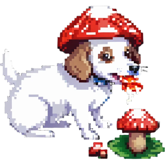 dog eating a red and white mushroom emoji