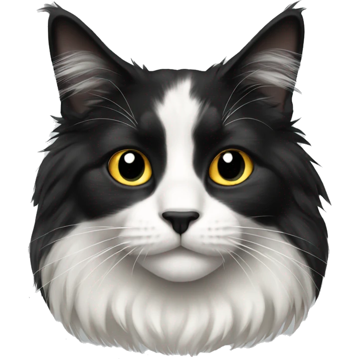 Black and white long haired cat emoji