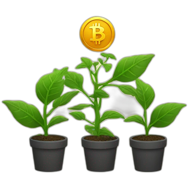 bitcoin token and plants emoji