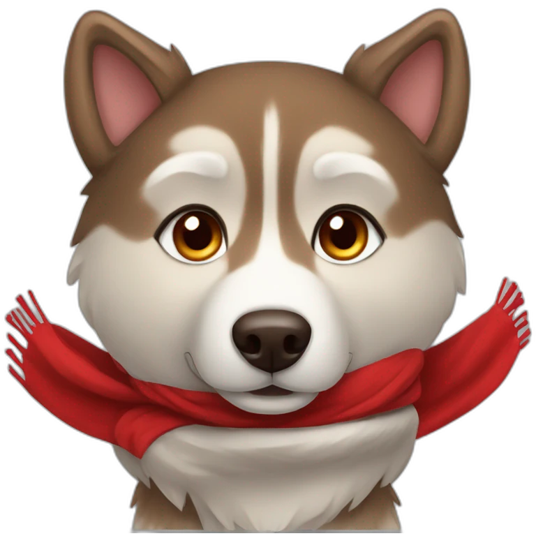 Brown husky with red scarf emoji