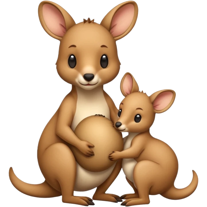 A kangaroo which has its baby kangaroo in its pouch(marsupium) emoji