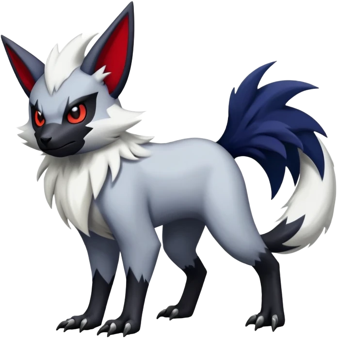 Vampiric feral emo dark Zangoose-Absol-Noibat-Fakémon-hybrid-creature (full body) emoji