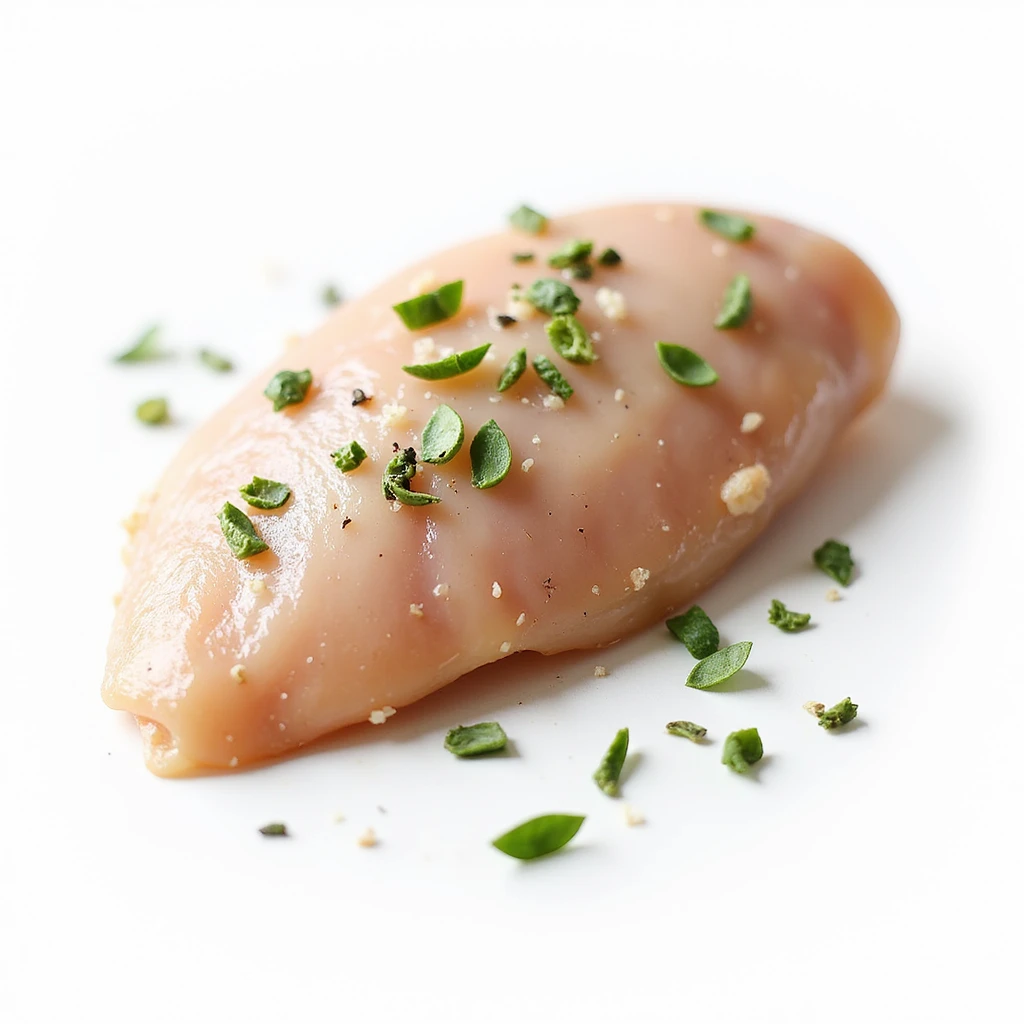 chicken breast with aromatic herbs isolated, no background, realistic style, natural details emoji