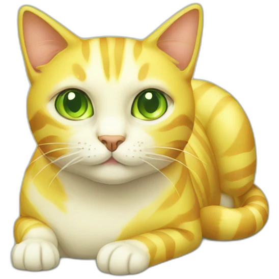 Yellow cat with cream stripes and green and yellow eyes  emoji