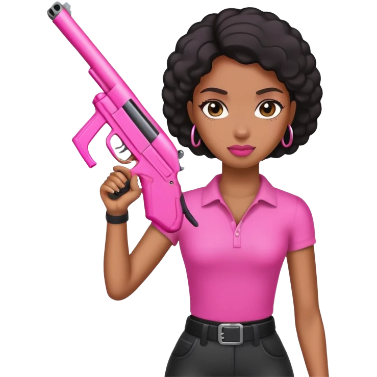 Pink gun black female emoji
