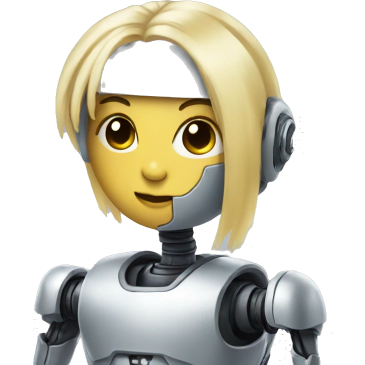 Robot with blonde kiss emoji