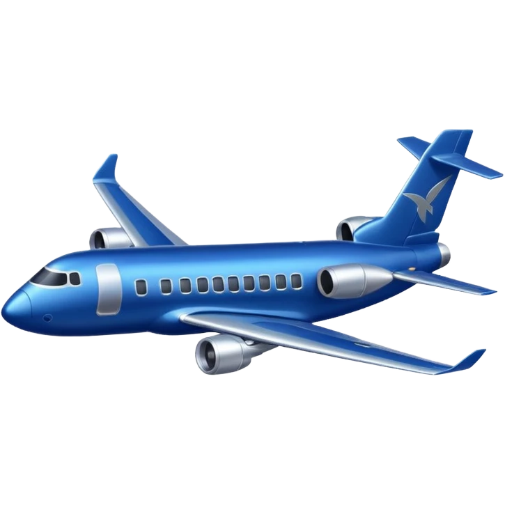 A fully co,poured dark blue plane emoji