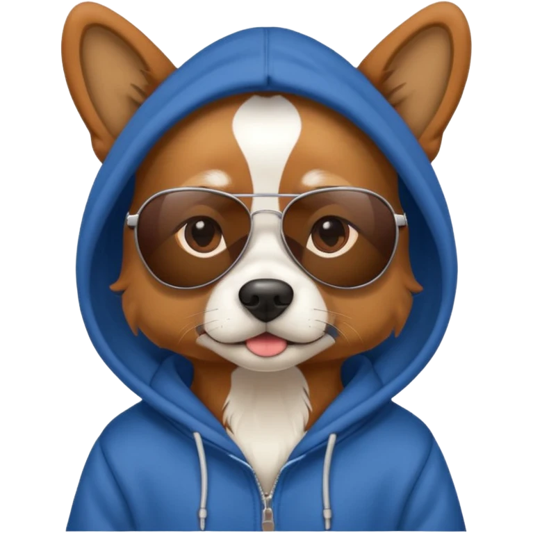 Chill dog with sunglasses wearing a hoodie emoji
