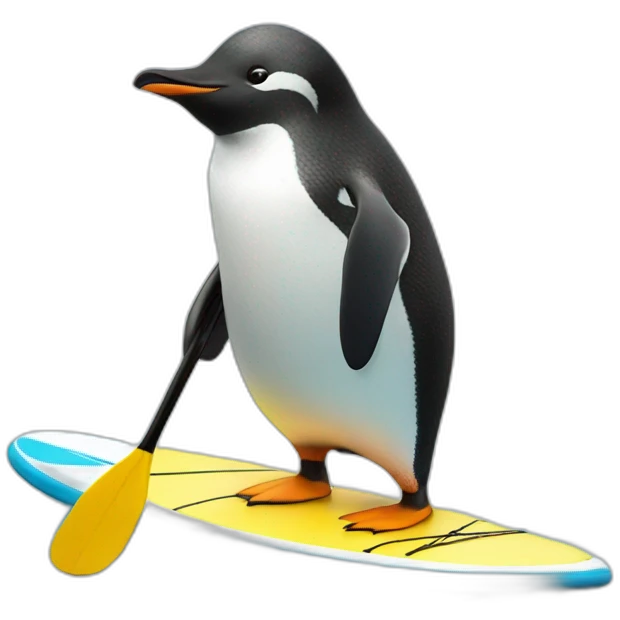 penguin doing stand-up paddle emoji