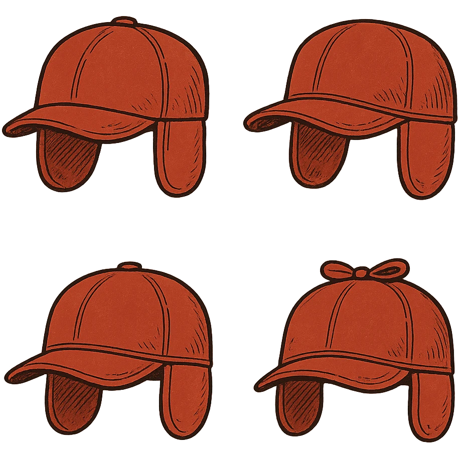 red hunting hat, simple and recognizable, various angles and styles emoji