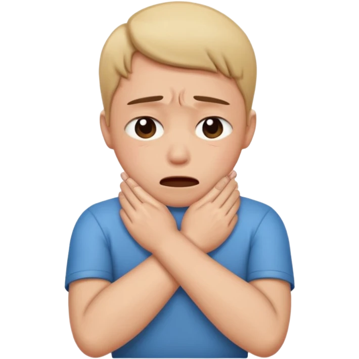 Person crying and chocking themselves with arms crossed emoji