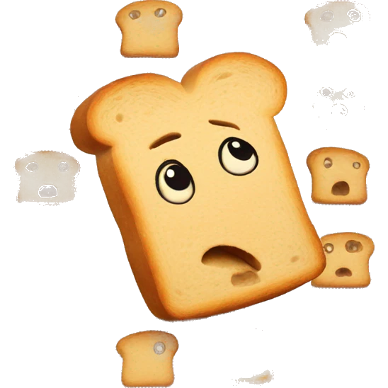 Shocked piece of bread emoji