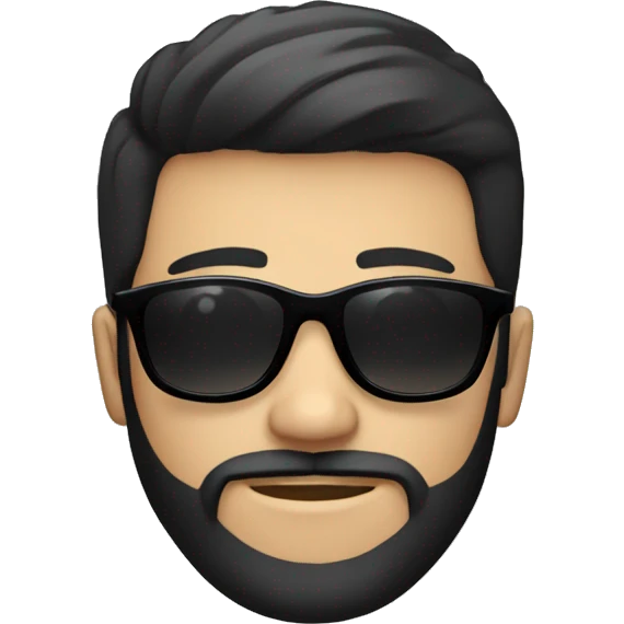 white young man with beard, black hairy, wearing sunglasses emoji