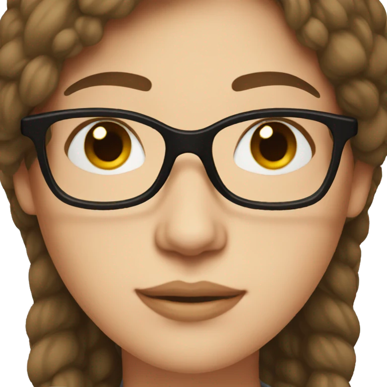 Woman with brown hair and a glasses, white skin emoji