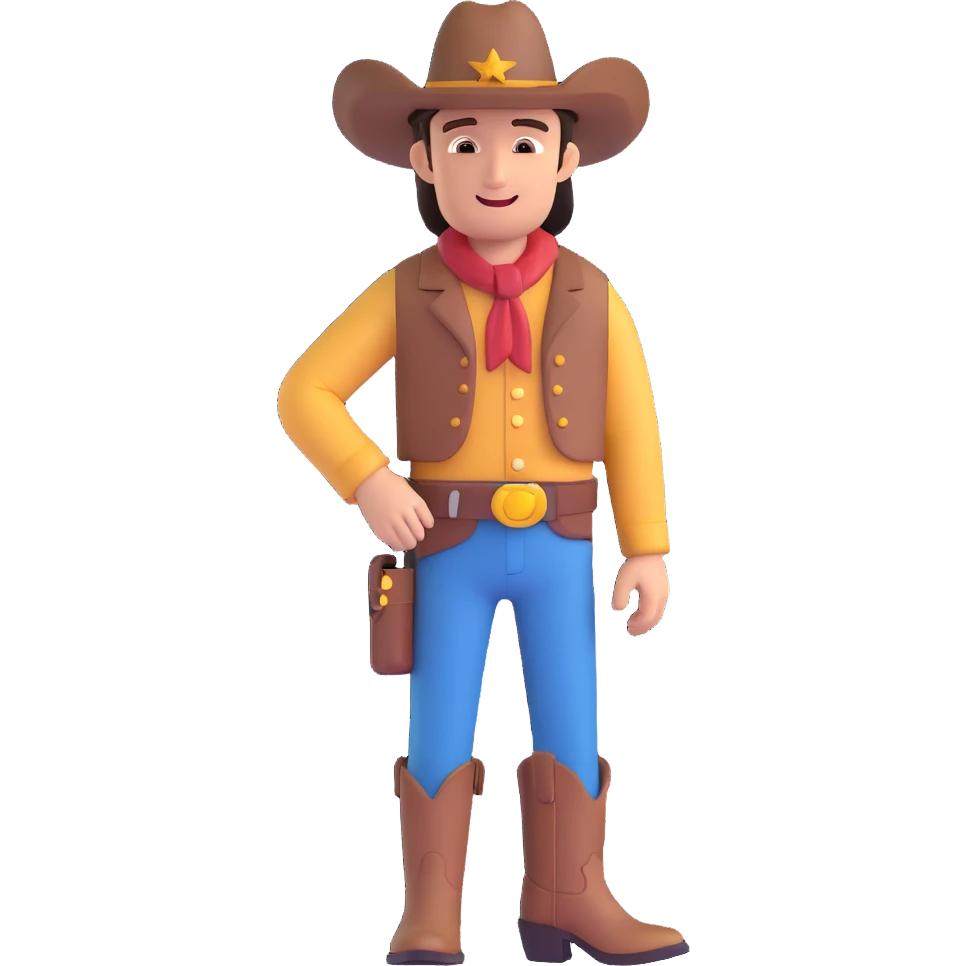 Wild West cowboy, detailed and modern, cowboy hat and boots emoji