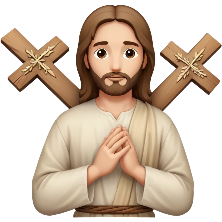 Jesus hands praying with cross symbol, spiritual emoji