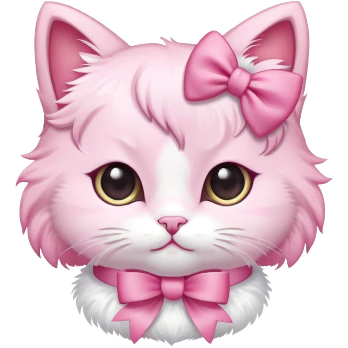 Cute pink kitty with a pink bow emoji