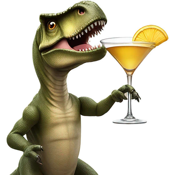 T-Rex drinking a martini  emoji
