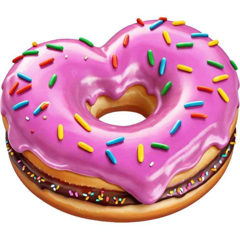 Realistic isolated heart shaped donut with mauve frosting. emoji