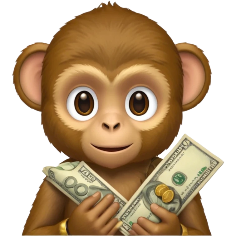 monkey holding money on sholdure emoji