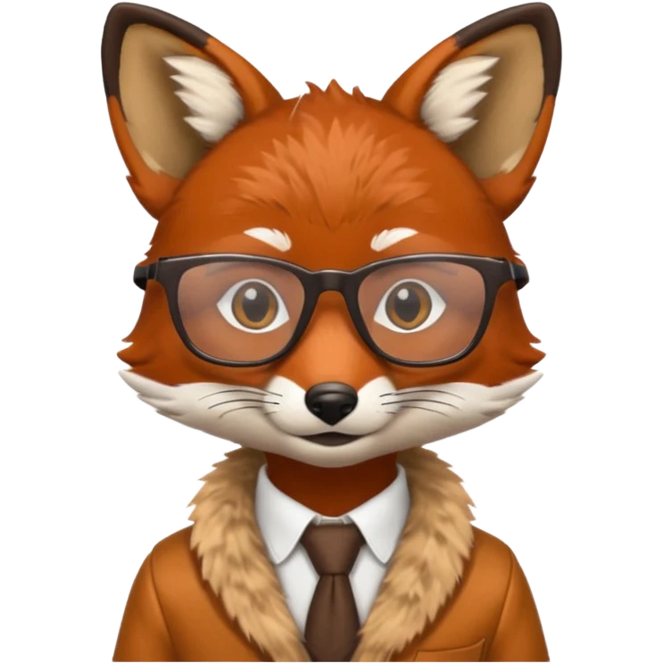 fox with clothes and wearing glasses emoji