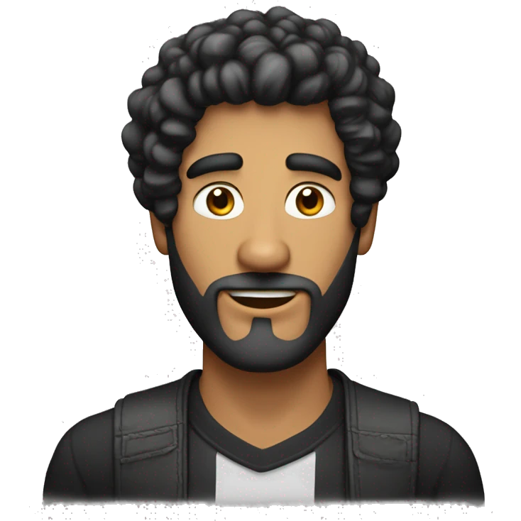 Hombre de pelo morena pelo rulos y microfono emoji