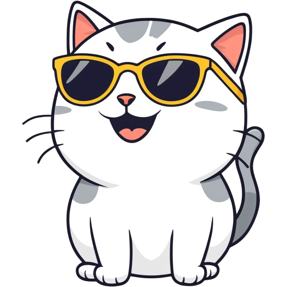 Cat with sunglasses and laughing emoji
