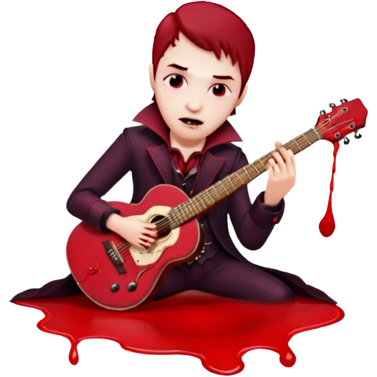 vampire with a guitar and a blood puddle emoji
